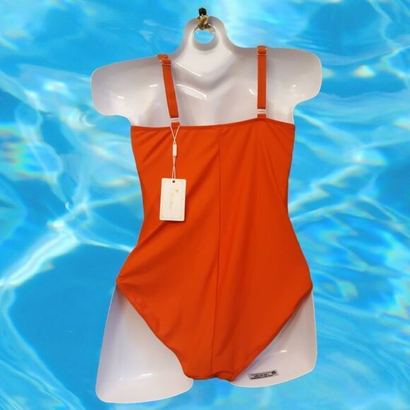 Miss Adola Ladies One Piece Swimsuit Red/Orange Size 8 NWT - Picture 3 of 7